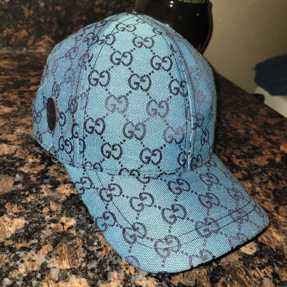 Gucci Blue Monogram Baseball Cap - Picture 2 of 10